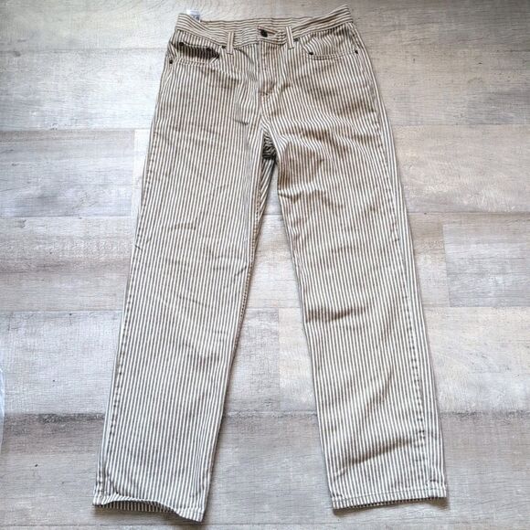 LEVI'S Jeans Womens W28 X L30  High Rise Straight Stripes Light Brown White - Picture 1 of 9